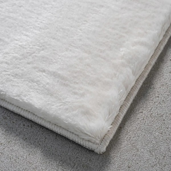 LäUfer Teppich Flauschig Hochflor Schlafzimmer 80X150Cm Rutschfest Cremefarben-image