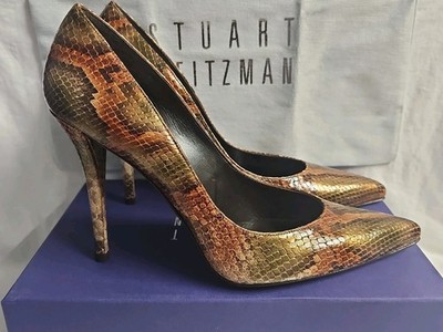 Stuart Weitzman Naughty Collection Sahara Pearl Python Size 12W - STUNNING 