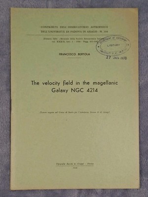 1968 Francesco Bertola NGC 4214 Magellansche Galaxie Geschwindigkeitsfeld Astronomie Papier