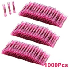 1000Pcs Red 22-16 AWG Heat Shrink Waterproof Wire Connectors Butt Seal Terminals