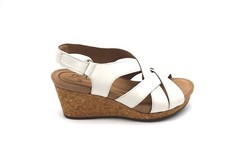 Image of Clarks  Capri Step Sandal Wedges Unstructured  261-49652 WHITE WOMEN'S