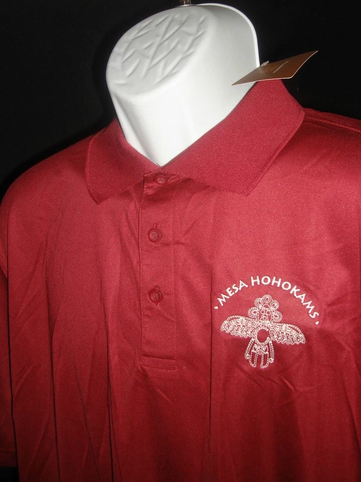 NWT HARRITON Embroidered "MESA HOHOKAMS" Red Golf Polo Polyester Shirt XL - Image 4 of 4