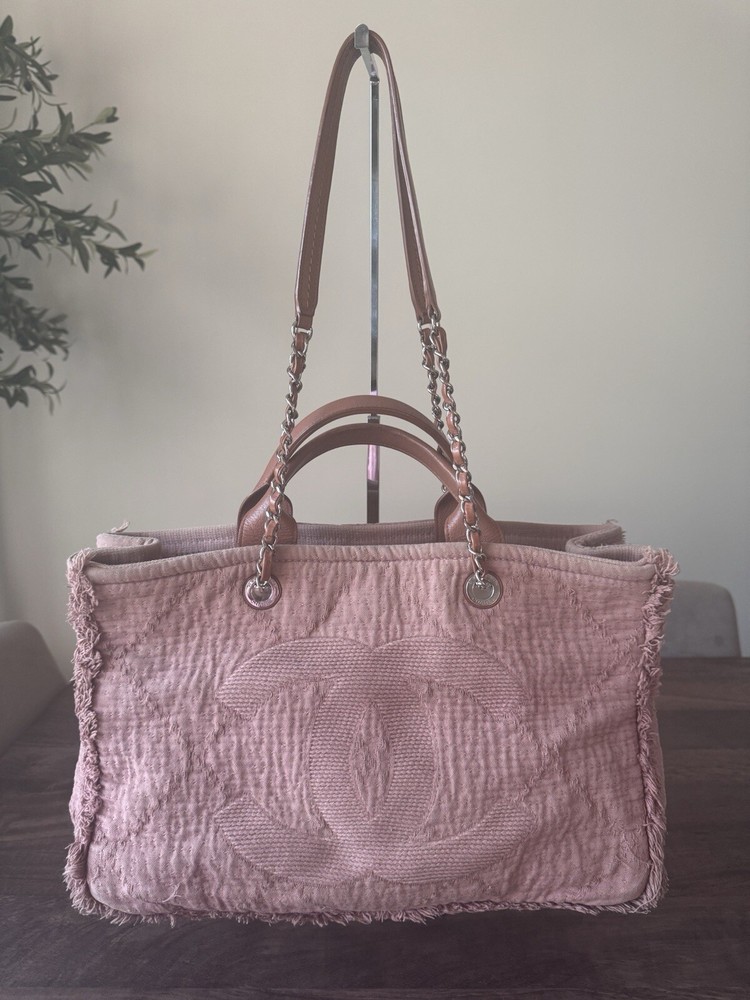 Chanel Double Face Deauville Tote Fringe Quilted Canvas Medium