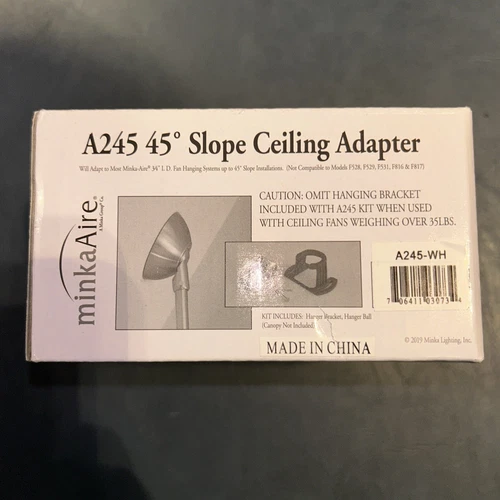 MinkaAire A245 45deg  Slope White Ceiling Fan Adapter A245-WH FREE SHIPPING - Picture 1 of 4