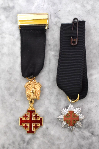 Par de prendedores antiguos Caballeros del Santo Sepulcro (CA59) cáliz co - Imagen 3 de 5