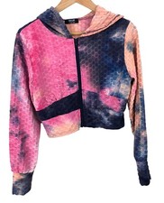 Jolie  Joy Girls Youth Large Colorful Cropped Full Zip Hoodie Jacket Tie Dye