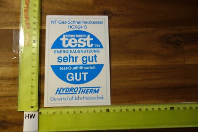 Alter Aufkleber Handwerk Sanitär Heizung HYDROTHERM NT Gas-Schnellheizkessel