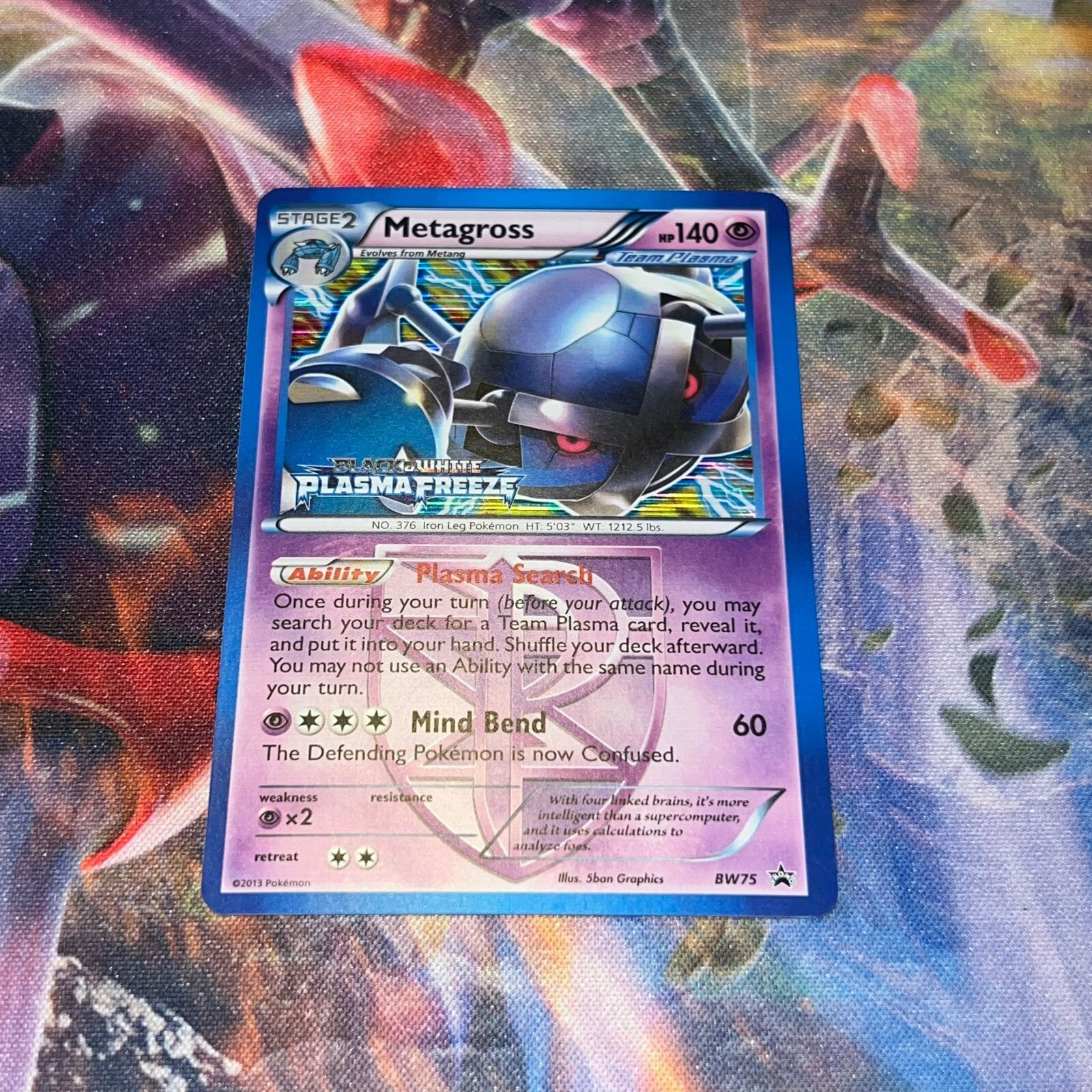 Metagross ~ BW75 ~ Stamped ~ PLASMA FREEZE PROMO ~ MODERATE PLAY ~ Pokemon Card