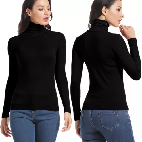 T-Shirt Rollkragenpullover Langarm Lt Gewicht Butter weich Stretch Top Grundschicht - Bild 11 von 21