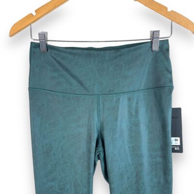 NEW 90 Degree by Reflex Leggings Womens M Cracked Frosted Emerald Green Stretch