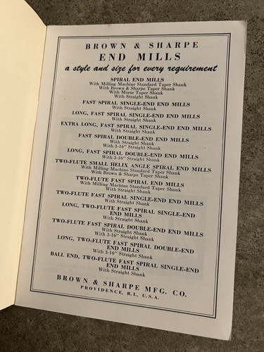 Vintage 1950 Brown & Sharpe End Mills Machinist Tools Catalog - Picture 2 of 7