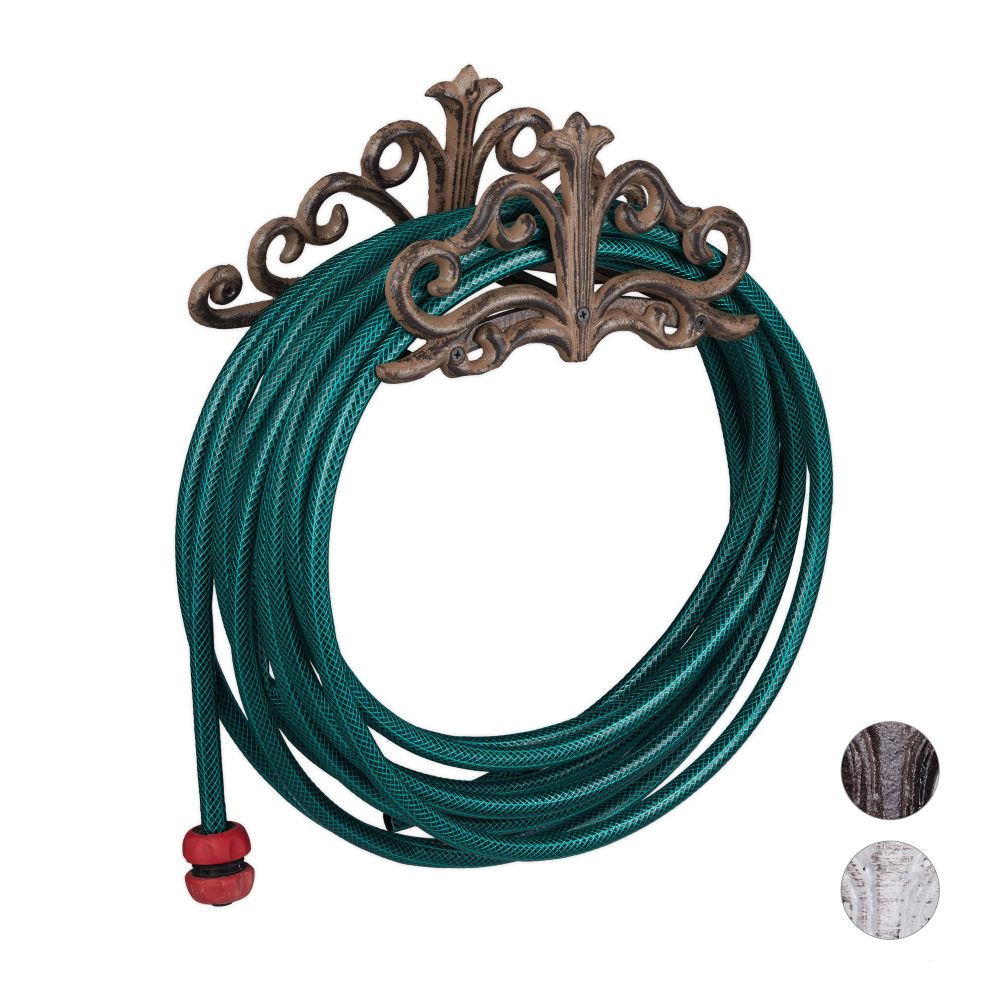 Relaxdays Portatubo da Parete, Stile Antico, per Giardino e Pergolato, Supporto