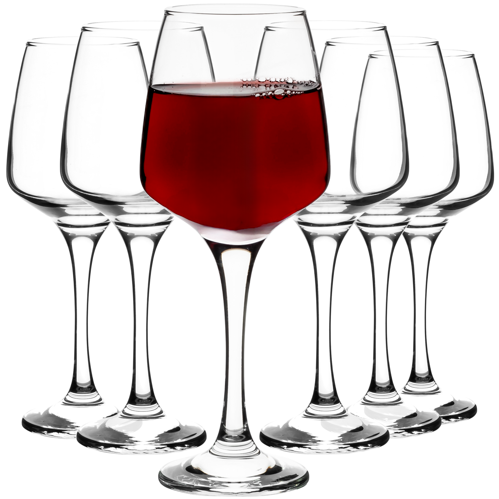 6x Homiu Red Wine Glasses Large Glass White Rose Long Stem Party Set 400ml