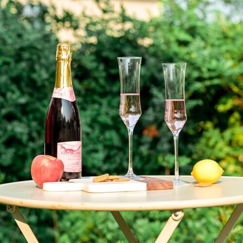 Crystal Champagne Flutes Set of 6-7 oz Hand Blown Champagne Glasses With Long - Picture 5 of 7