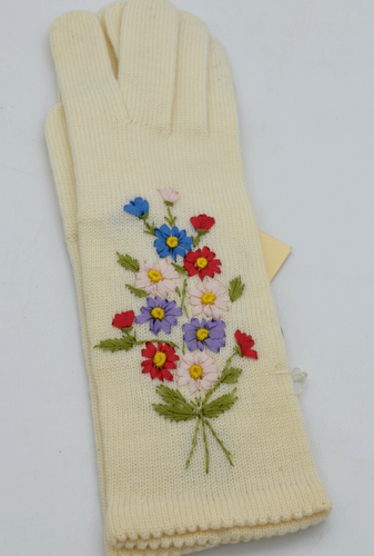 Vintage Gloria Gloves Women's Knit Gloves Embroidered New with Tags - Picture 5 of 9