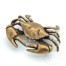 Mini Solid Brass Crab Figurine 1.85" – Nautical Decor, Coastal Beach Accent