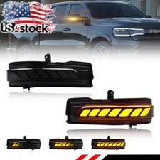 Smoked Lens Dynamic Sequential Blink LED Side Mirror Cap Lights For 19+ RAM 1500
