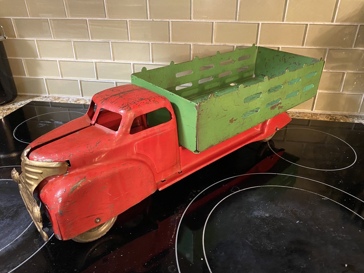 【新品】marx toys HEAVY GAUGE STEEL TRUCKS Vintage Marx Lumar Tin Metal Pressed Steel Red & Gray Dump