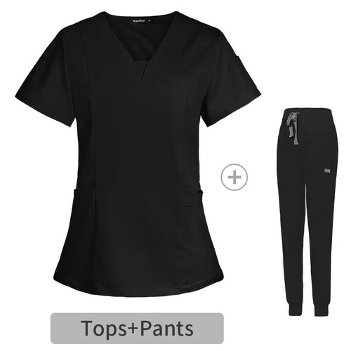 Scrubs Uniform Tops+Pants Nursing Uniform Women Pet Shop Doctor Scrub Workwear - Picture 5 of 32