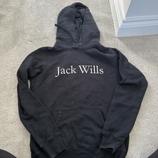 Jack Wills Black Logo Hoodie Ladies OTH Hoody Hooded Top Full Length