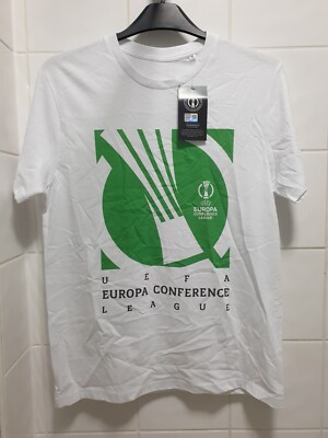 Offizielles UEFA Europa Conference League 2023 weißes T-Shirt - Größe M 40'' *neu mit Etikett* 