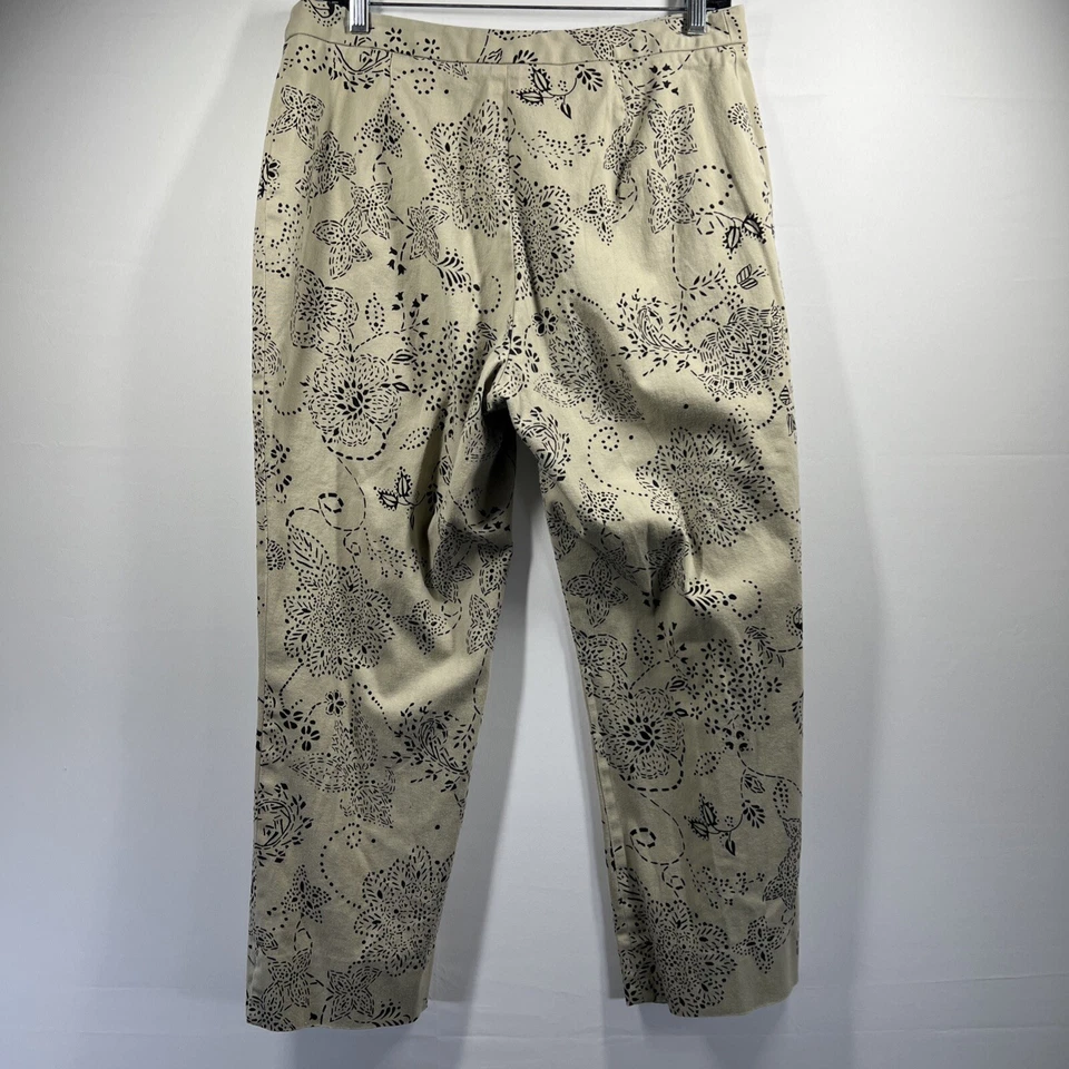 Pantalones Harolds Vintage Para Mujer Talla 12 Negro Beige Paisley Aberturas Elastizados Foto 2 de 4