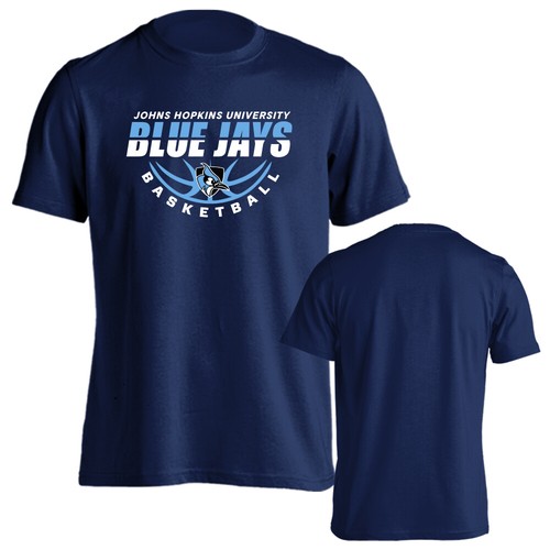 Johns Hopkins University Blue Jays Basketball Laces Logo Short Sleeve T-shirt - Picture 7 of 17