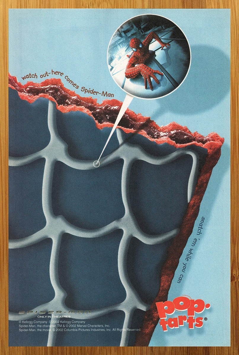 Allsport SPIEDER MAN x POP TARTS 両面 XL 2002 Spider-Man Movie Pop-Tarts Vintage Print Ad/Poster