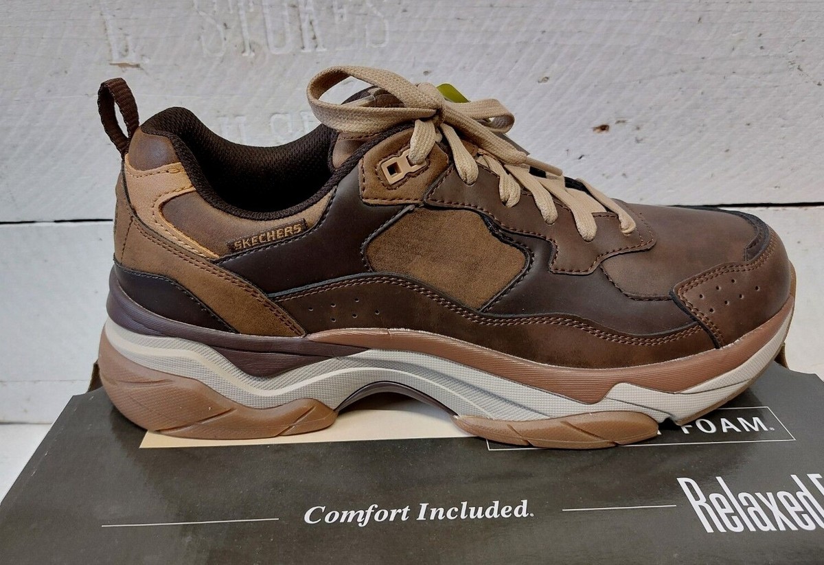 Men's Skechers Streetwear 66264 Staxed-Brandin Dark Brown