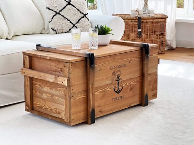 Table Basse Coffre En Bois Massif Uncle Joe's – Vintage Chic Et Shabby – 65x40cm