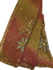 Georgette Dupatta Scarf Vintage Indian Embroidered Long Stole For Woman LD7129