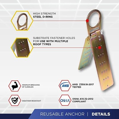 AFP 50FT Fall Protection Roofer Kit with Safety Harness, Lifeline