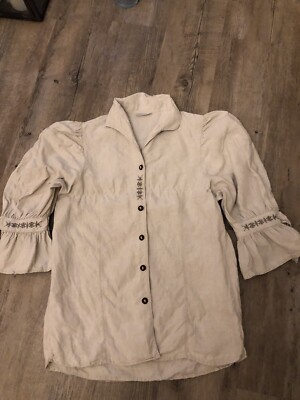 ,,YOUR SIXTH SENSE  Trachten Leinen Bluse.Gr.42.Beige.Maße!!!