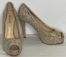 Guess Women's Formal Heels Peeptoe Dressy Party Formal Gold Size 7.5
