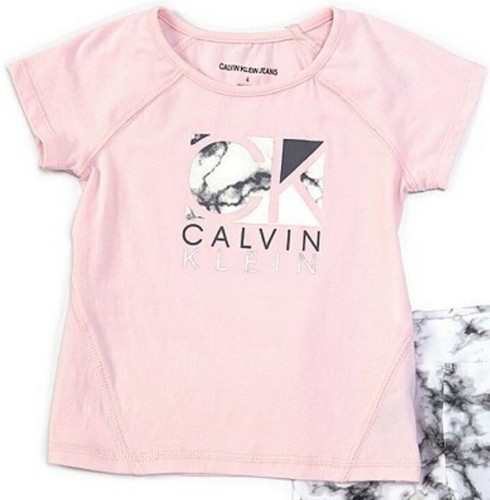 Calvin Klein Little Girl's Groovy Short Sleeve Logo Tee & Tie Dye Legging Set-5 - Picture 2 of 3