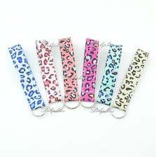 Leopard Print Fabric Wristlet Key fob Key Chain