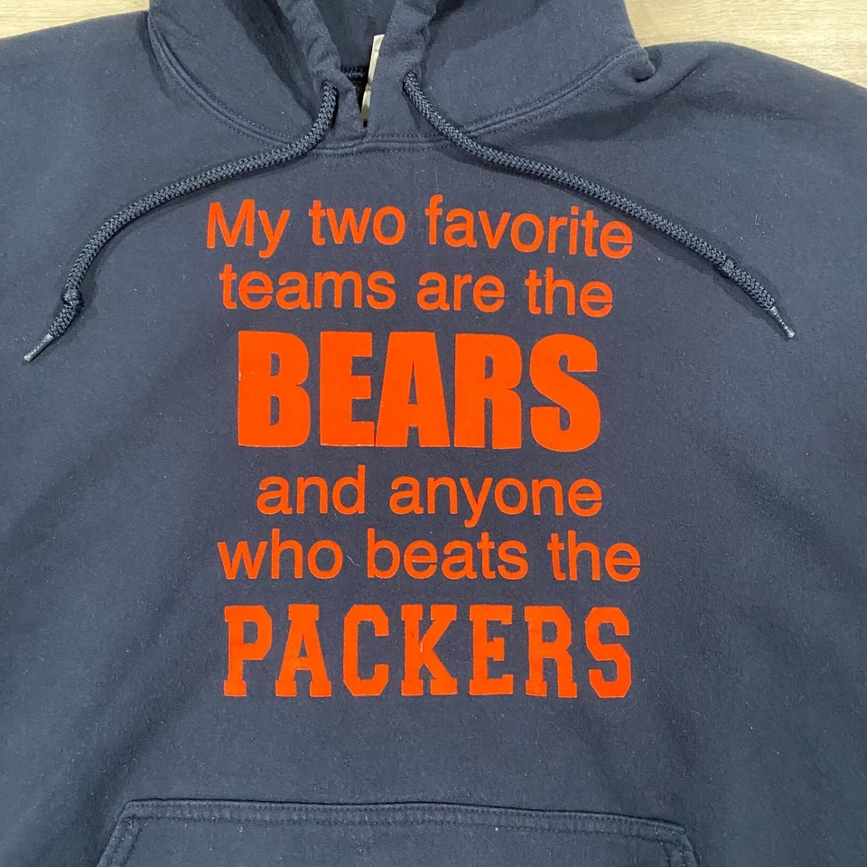 Pulôver Chicago Bears com capuz masculino XL azul humor engraçado Beat The Packers NFL - Imagem 2 de 4