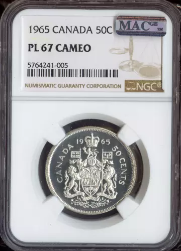 1965 Canada Silver 50 Cents 50C NGC PL67 Cameo MAC - Quality