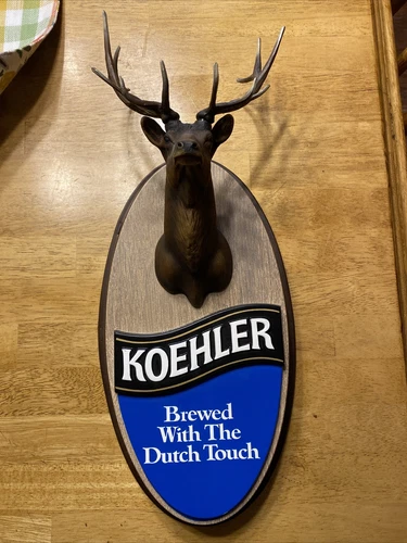 VINTAGE KOEHLER BEER Bull Elk Mount Sign Erie PA Brewing deer olympia RARE