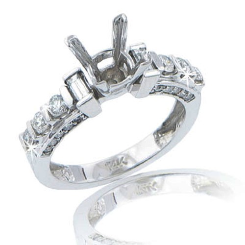1,10 ct. TW runder und Baguetteschliff Diamant Verlobung Halbmontierung - Bild 2 von 4