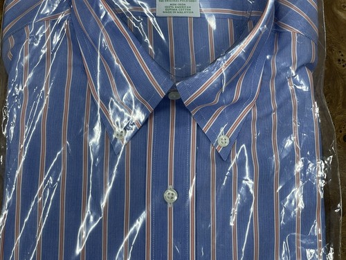 NWT Brooks Brothers Button Down Blue Pink Striped Dress Shirt, 16-34, Milano Fit - Picture 5 of 8