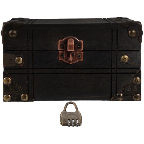 Wood Keepsake Vintage Jewelry Box Child Treasure Chest Items Souvenir with Lock