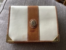YSL Cream Leather Card Holder Wallet With Gold Logo