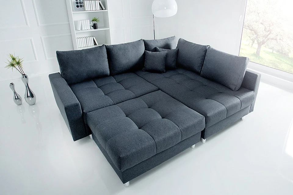 Wohnlandschaft KENT 220cm inkl. Hocker Ecksofa L-Sofa Couch Federkern Eckcouch - Bild 4 von 4
