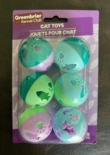 Greenbrier Kennel Club Plastic Balls With Bells Cat Toys 6 Balls SEALED 