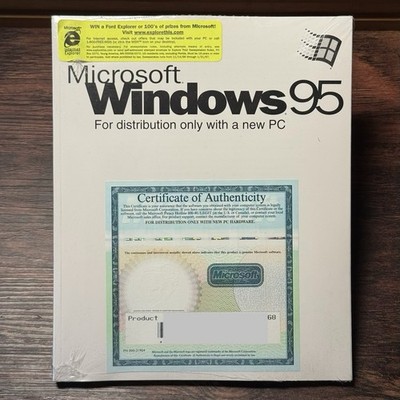 Microsoft Windows 95 Manual COA Floppy Disk Labels New Sealed No Media