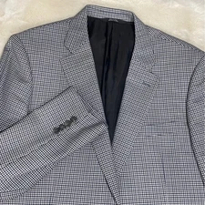 Nordstrom Men's Shop Gingham Wool Blazer Sport Coat Jacket 44L