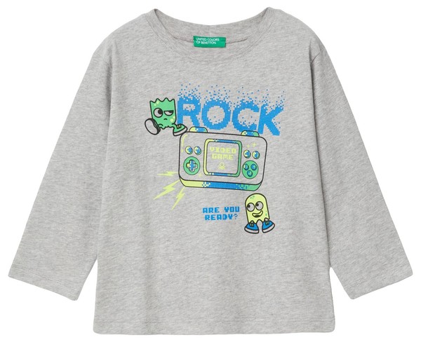 United Colors of Benetton Jungen T-Shirt Grau GrößE M/L 2-image
