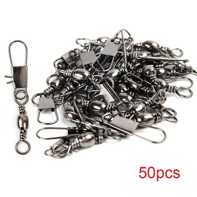 #ad #ad 50PCS Fishing Rolling Swivel Snap Connector Interlock Pin Lure Accessory $4.22