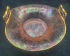 GORGEOUS NICE VINTAGE FOSTORIA BROCADED ROSES TWO SIDES UP HANDLED BANANA BOAT